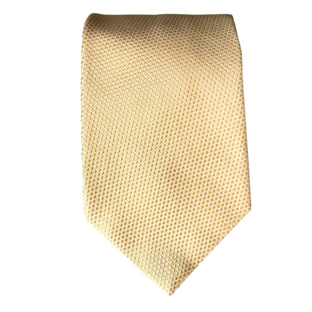 Brooks Brothers 346 Mens Tie Silk Jacquard Yellow Microdot 59x3.75” USA